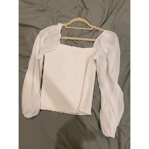 ABERCROMBIE white puff king sleeve blouse size M